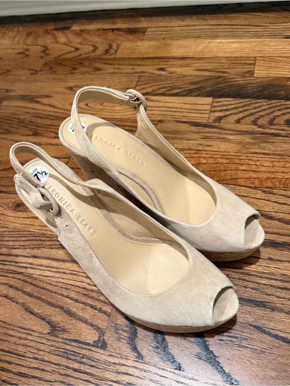 Veronica Beard Dali Suede Peep Toe Wedge Sandal 7.5 - Picture 9 of 11